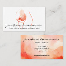 Orange Doula Förlossning Akvarell Gravid Nyfödd