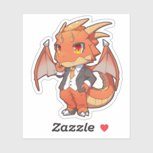 Orange Dragon i en Kostym-fästare Klistermärken