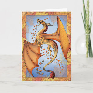Orange Dragon of Autumn Nature Fantasy Art Kort
