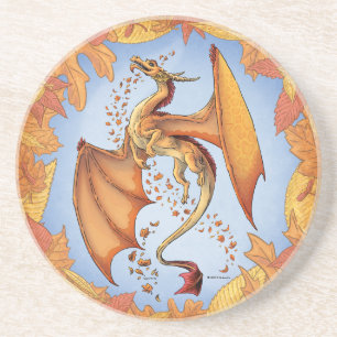 Orange Dragon of Autumn Nature Fantasy Art Underlägg
