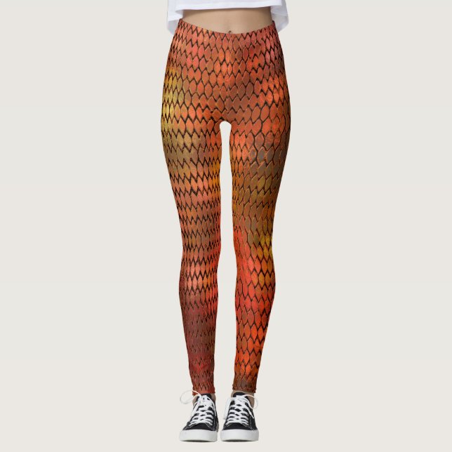 Orange Dragon Scales Leggings (Framsida)
