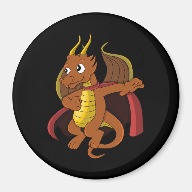 Orange Dragon Tecknad Magnet (Framsidan)