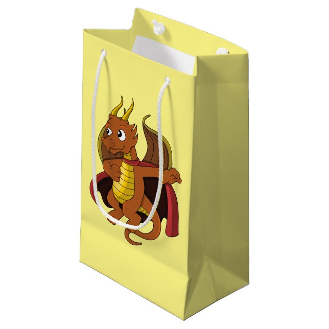 Orange Dragon Tecknad Small Gift Bag (Framsidan Vinklad)