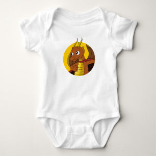 Orange drake tecknad baby kroppsdräkt t shirt