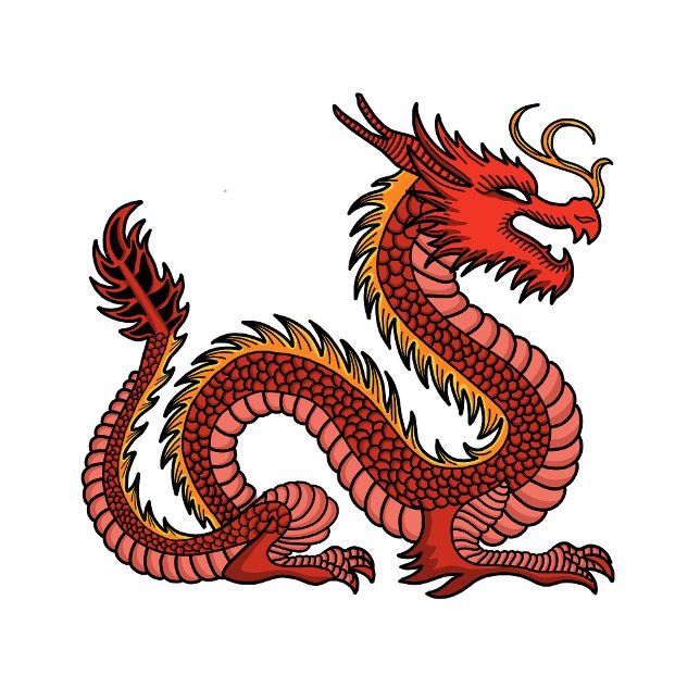 Orange Draktröja T Shirt (Majestic Red Chinese Dragon)