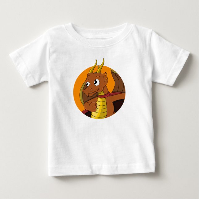 Orange draon tecknad baby T-Shirt (Framsida)