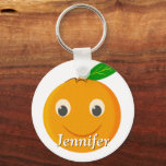 Orange Drawing Custom Name Nyckelring<br><div class="desc">Cute orange drawing. Custom key chains. Edit name to customize. Gift idea for orange lovers.</div>