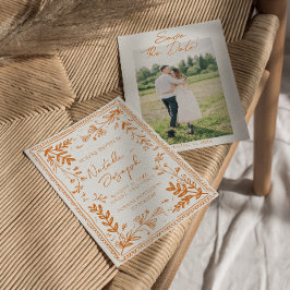 Orange Drawn Floral Garden Photo Save The Date Spara Datumet