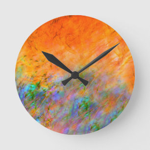 Orange Dreamscape Rund Klocka