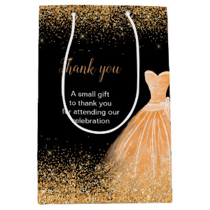 Orange Dress Faux Glitter Sweet 16 Birthday