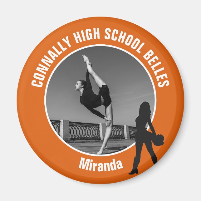 Orange Drill Team Foto High School Dansare Magnet (Framsidan)
