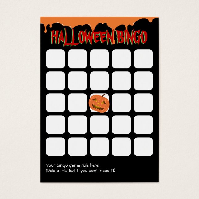 Orange-drivrutin Pumpkin 5x5 Halloween Bingo-kort Visitkort (Framsidan)