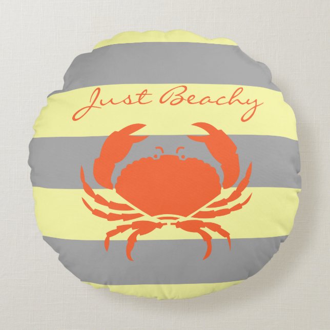 Orange du Crabby vid stranden? Rund Kudde (Framsidan)