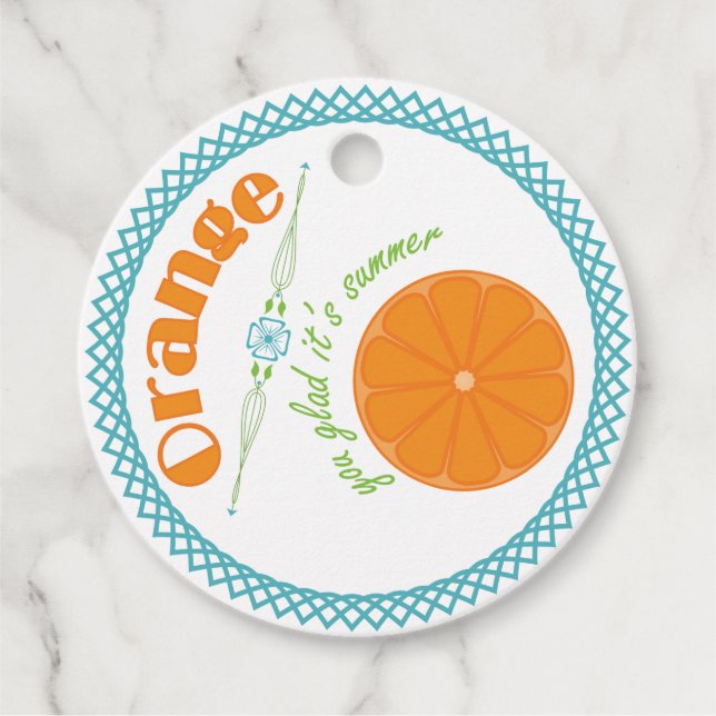 Orange du glatt det är fruktemat för sommarfrukt i gåvor etiketter (Framsida)
