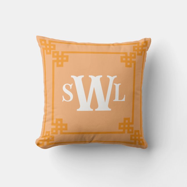 Orange Dubbla Monogram Nyckel-design Kudde (Framsida)