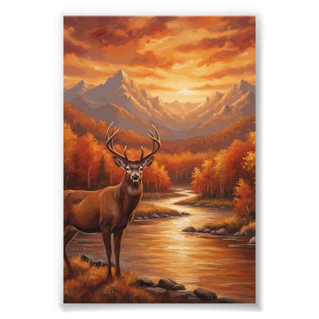 Orange Duck Elk Funny Buck Deer Hunting Bass Fototryck (Framsidan)