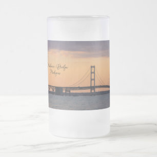 Orange Dusk Mackinac Bridge Frosted Mugg