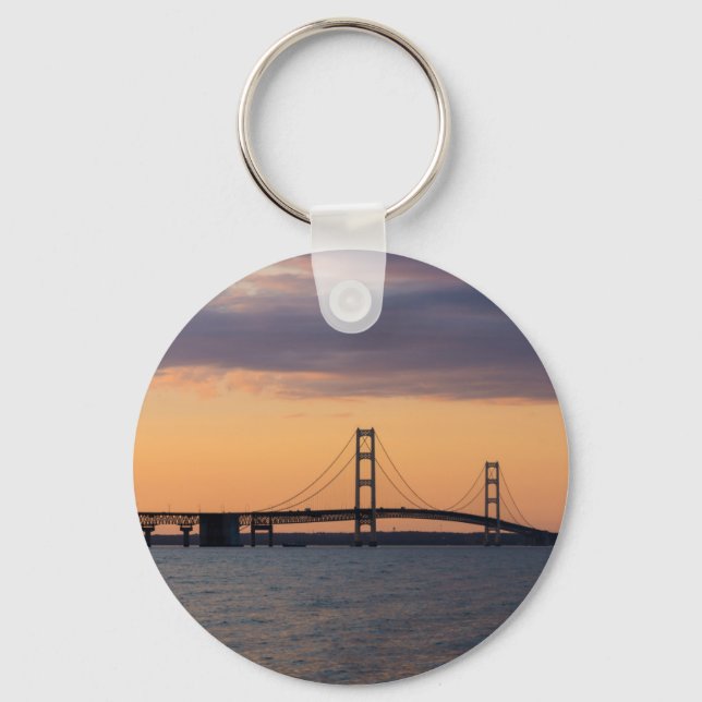 Orange Dusk Mackinac Bridge Nyckelring (Framsida)
