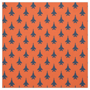 Orange Eagle Fighter Jet Mönster Tyg