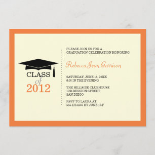 Orange ecru cap tassel studenten inbjudningar
