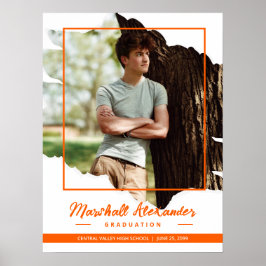 Orange Edgy Abstrakt Torn Photo Studenten Poster