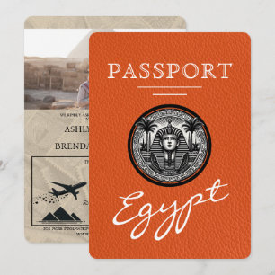 Orange Egypt Passport Bröllopsinbjudan Inbjudningar