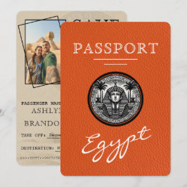 Orange Egypt Passport Wedding Save the Date Spara Datumet