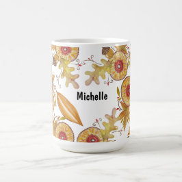 Orange Ekollon Höststämning Vattenfärg Illustratio Kaffemugg
