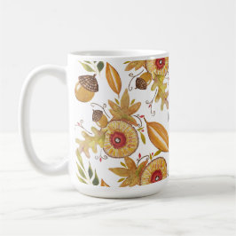 Orange Ekollon Höststämning Vattenfärg Illustratio Kaffemugg