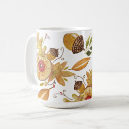 Orange Ekollon Höststämning Vattenfärg Illustratio Kaffemugg