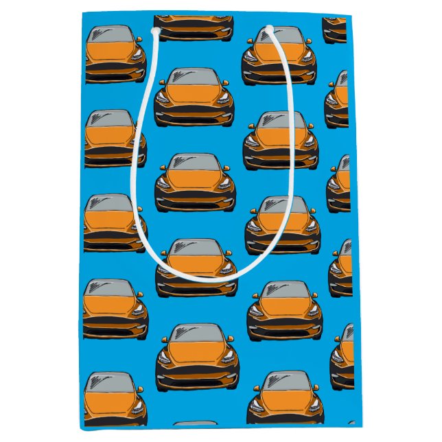 Orange Electric Fordon SUV Car Blue Background (Framsidan)