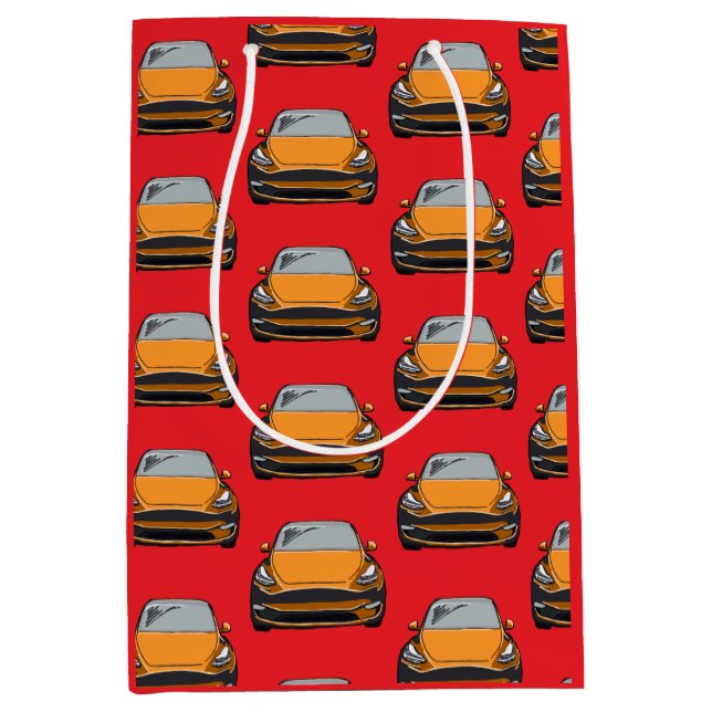 Orange Electric Fordon SUV Car Red Background (Framsidan)