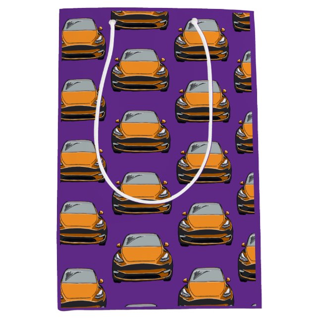 Orange Electric Fordon SUV Lila Background (Framsidan)