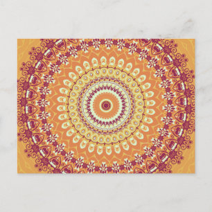 Orange Elegance Mandala Kaleidoscope Vykort