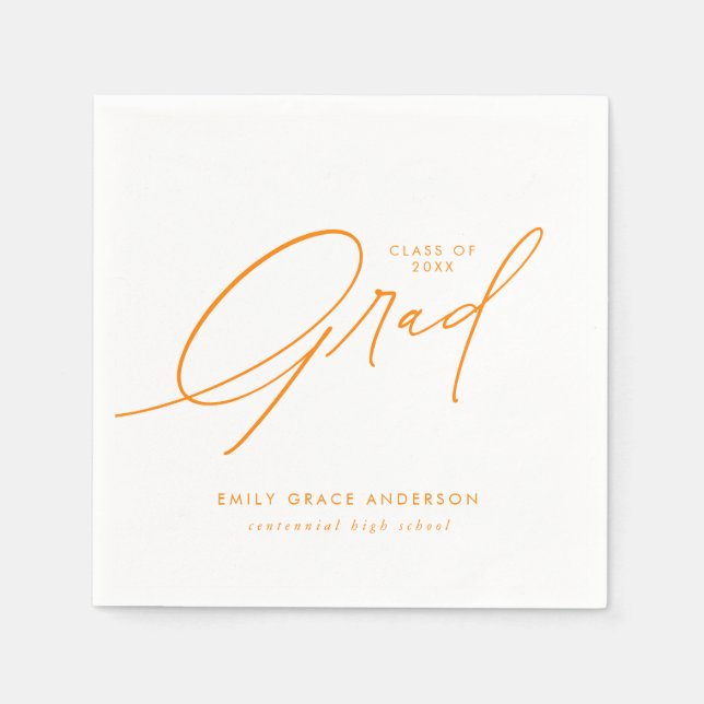 Orange Elegant Calligraphy Script Graduation Pappersservett (Framsidan)