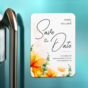 Orange elegant, modern bröllop spara datum magnet