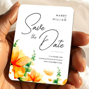 Orange Elegant Modern Spara datum Bröllop Magnet