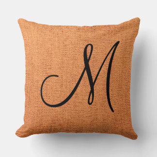 Orange Elegant Monogram Arbetsduk Kudde