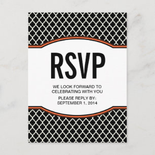 Orange Elegant Quatrefoil OSA Postcard Inbjudan Vykort