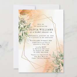 Orange Elegant romantisk eukalyptus löv rustik Inbjudningar