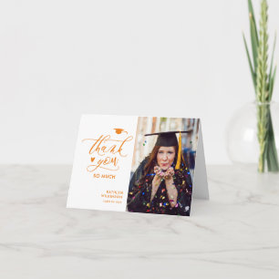 Orange Elegant Script Photo Minimalist Studenten Tack Kort