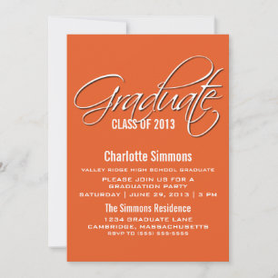 Orange Elegant Script Studenten Inbjudan