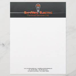 Orange elektriker - logotyplightbulbdesign brevhuvud
