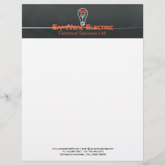 Orange elektriker - logotyplightbulbdesign brevhuvud