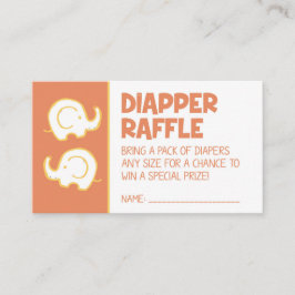 Orange Elephant Diaper Raffle Biljett Tilläggskort
