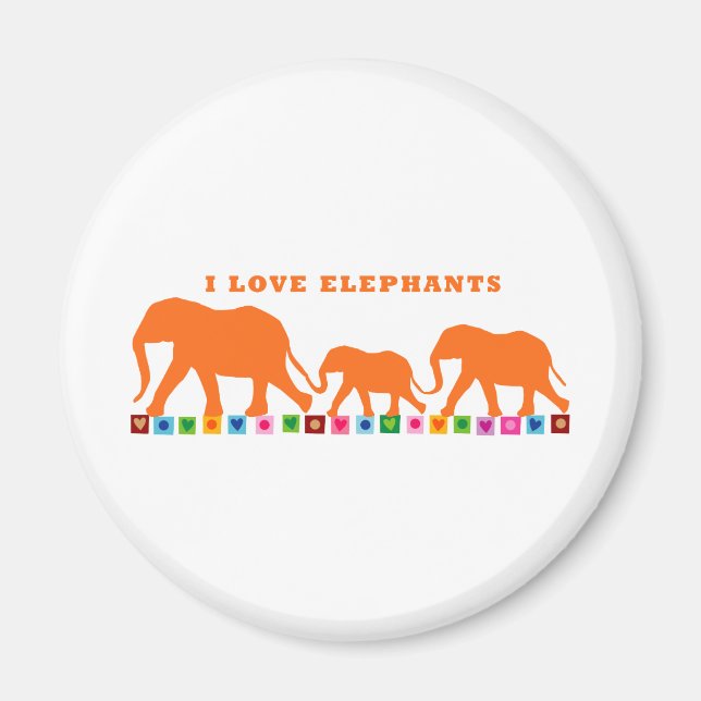 Orange Elephants Walking Magnet (Framsidan)