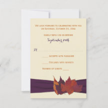 Orange, Elfenben, Lila Torkade Blad Bröllop RSVP