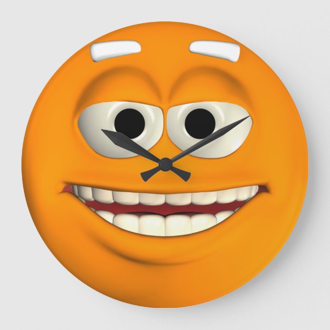 Orange Emoticon Stor Klocka (Framsida)