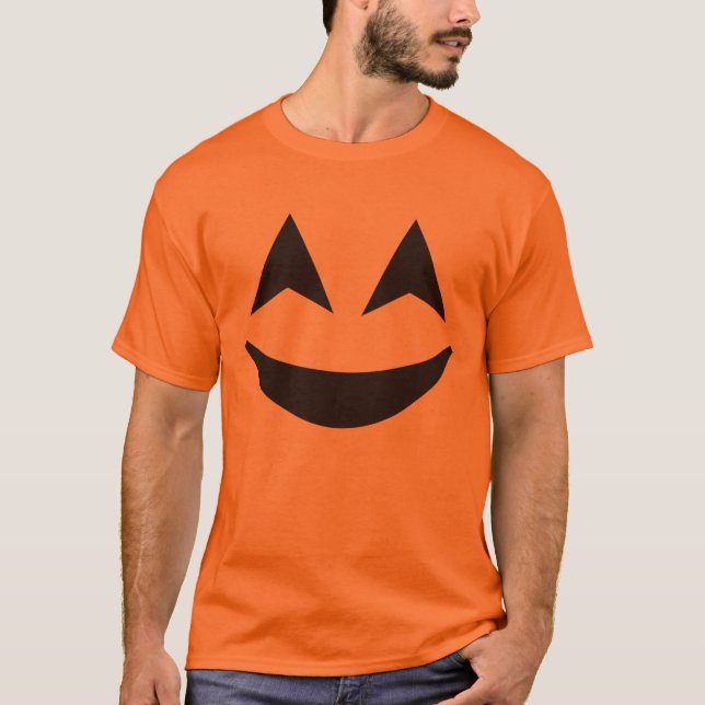 Orange enfaldig ansiktejackO'Lantern pumpa T-shirt (Framsida)