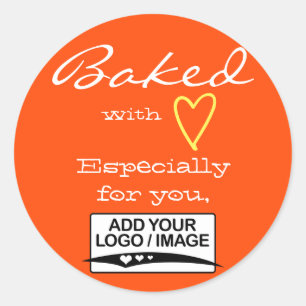 Orange enkel minimalistisk med Kärlek Logotyp Runt Klistermärke